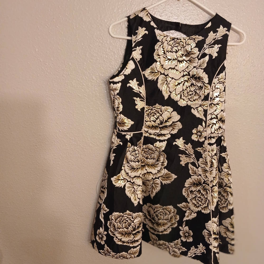 Place Black and Gold Floral Midi Dress